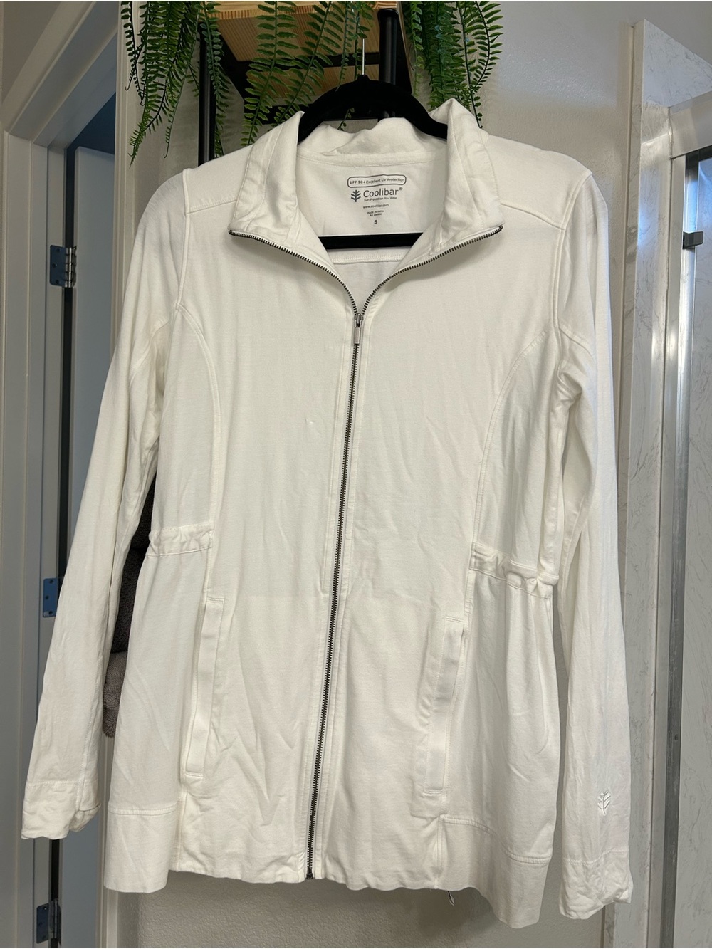 Coolibar White Full-Zip Sun Protection Jacket (Bin A)